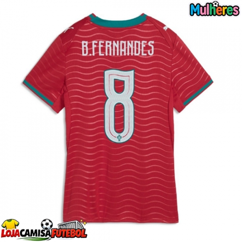 Camisa de Futebol Portugal Bruno Fernandes #8 Equipamento Principal Mulheres Mundo 2026 Manga Curta